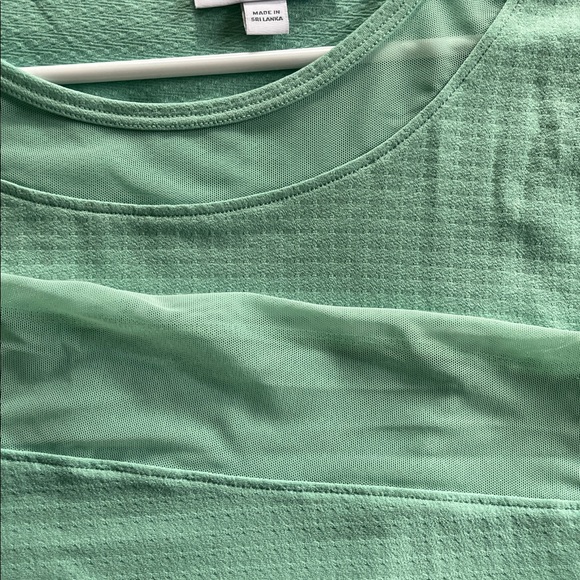 Chico's 2 L Light Turquoise Crewneck Top Sheer Inserts - Picture 3 of 3